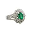 Image 1 : 14KT White Gold 0.95ct Emerald and Diamond Ring