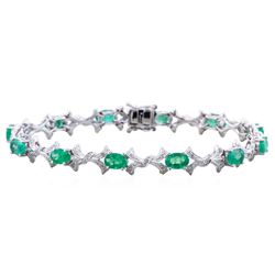14KT White Gold 5.57ct Emerald and Diamond Bracelet