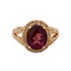 Image 2 : 14KT Rose Gold 3.61ct Tourmaline and Diamond Ring