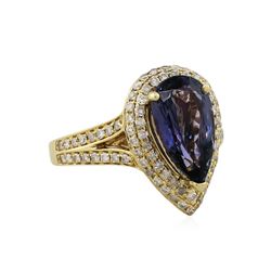 14KT Yellow Gold 3.60ct Tanzanite and Diamond Ring