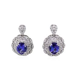 14KT Yellow Gold 3.32ctw Tanzanite and Diamond Earrings