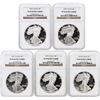 Image 1 : 5 Coin Set 1991-1995 Silver Eagle Coins NGC PF69 Ultra Cameo