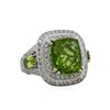 Image 1 : 14KT White Gold 8.67ct Peridot and Diamond Ring