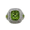 Image 2 : 14KT White Gold 8.67ct Peridot and Diamond Ring