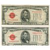 Image 1 : 1928C $5 Red Seal Note Lot of 2