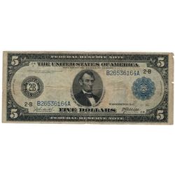 1914 $5 Blue Seal Federal Reserve Bank Note