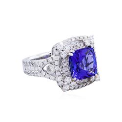 14KT White Gold 4.35ct Tanzanite and Diamond Ring