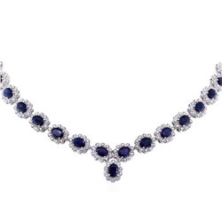 14KT White Gold 42.47ctw Sapphire and Diamond Necklace