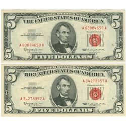 1963 $5 Red Seal Note Lot of 2