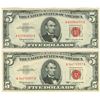 Image 1 : 1963 $5 Red Seal Note Lot of 2