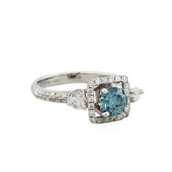 14KT White Gold 1.63ct  Green-Blue Diamond Ring