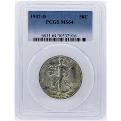 1947-D Walking Liberty Half Dollar Silver Coin PCGS Graded MS64
