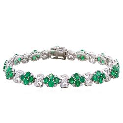 14KT White Gold 8.43ct Emerald and Diamond Bracelet