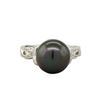 Image 2 : 18KT White Gold Tahitian Pearl and 0.49ctw Diamond Ring