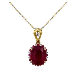 14KT Two-Tone Gold 6.10ctw Ruby and Diamond Pendant With Chain