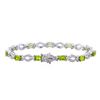 Image 2 : 14KT White Gold 5.48ctw Peridot and Diamond Bracelet
