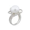Image 3 : 18KT White Gold 13mm Pearl and 0.45ctw Diamond Ring