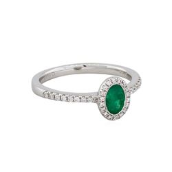 14KT White Gold 0.45ct Emerald and Diamond Ring