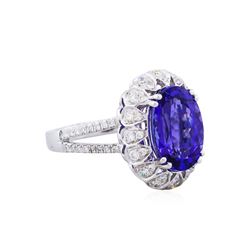 14KT White Gold 4.11ct Tanzanite and Diamond Ring