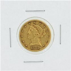 1882 $5 VF Liberty Head Gold Coin