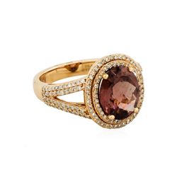 14KT Rose Gold  3.61ct Tourmaline and Diamond Ring
