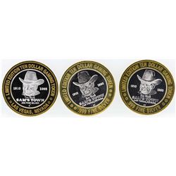 Lot of (3) Sam's Town Las Vegas $10 Casino Gaming Token .999 Fine Silver Limited