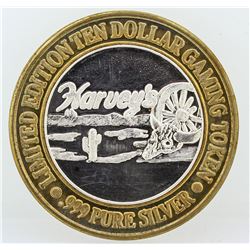 Harvey's Lake Tahoe $10 Casino Gaming Token .999 Fine Silver Limited Edition