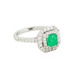 18KT White Gold 0.63ct Emerald and Diamond Ring
