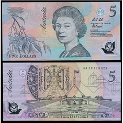Australia, Five Dollars, Fraser/Cole (1992) AA 00 378021 (R.214F)