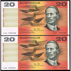 Australia, Twenty Dollars, Johnston/Stone (1983) VGK 780280/81 (R.408)