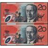 Image 2 : Australia, Twenty Dollars, MacFarlane/Henry (2002) AA 02 008204/05 (R.420aF)