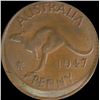 Image 1 : Australia, Penny, George VI, 1947Y., Mis-strike