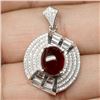 Image 1 : STERLING SILVER RED HESSONITE GARNET PENDANT