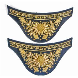 PAIR OF GOLD BULLION WIRE FLORAL DESIGN PATCHES