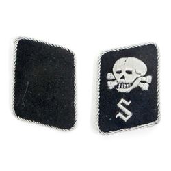 GERMAN NAZI WAFFEN SS TOTENKOPF CONCENTRATION CAMP OFFICERS COLLAR TABS