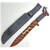 Image 1 : FORCE OF NATURE LARGE ORANGE & BLACK SURVIVAL BOWIE KNIFE W/ SHEATH