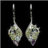 Image 1 : PAIR OF STERLING SILVER AMETHYST, TOPAZ & PERIDOT EARRINGS