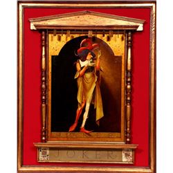 Mihail Sorin, Joker, Oil Painting with Wood Frame adorned with Mini Playing Cards
