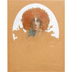 Ramon Santiago, Number One, Pencil, Color Pencil and Watercolor Painting