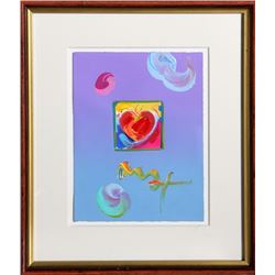 Peter Max, Heart, Acrylic and Collage Painting