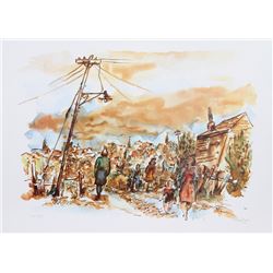 Chaim Gross, Street in New England, Lithograph