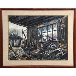 Ern Allen, Work Room on Bay, Watercolor Painting