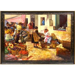 Fil Mottola, Market Place, Taxco, Mexico, Oil Painting