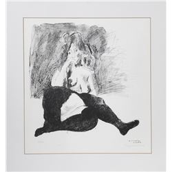 Raphael Soyer, Nude in Tights, Lithograph