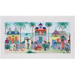 Jack Hofflander, Haitian Village, Serigraph