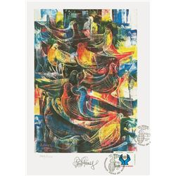 Benigno Gomez, Conseil de Securite, Lithograph with United Nations Stamp