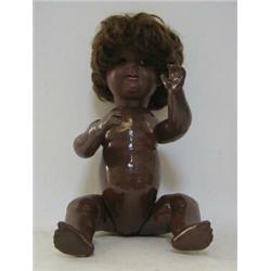AN ARMAND MARSEILLE BROWN BABY DOLL, brown wig, sleeping eyes, open mouth, jointed body, nape mar...