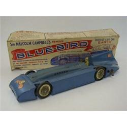 SIR MALCOLM CAMPBELL'S BLUEBIRD CAR, c.1935, of tinplate construction, blue livery with British a...