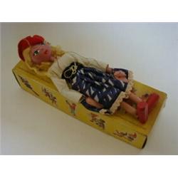 A BOXED PELHAM PUPPET, 'Mitzi', wooden head and feet, blue dress  30-40...