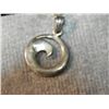 Image 1 : NECKLACE - SILVER - HAND CRAFTED DOUBLE SIDED SWIRL - ON CHAIN WITH SPINNING LOCK CLASP - RETAIL ~$6